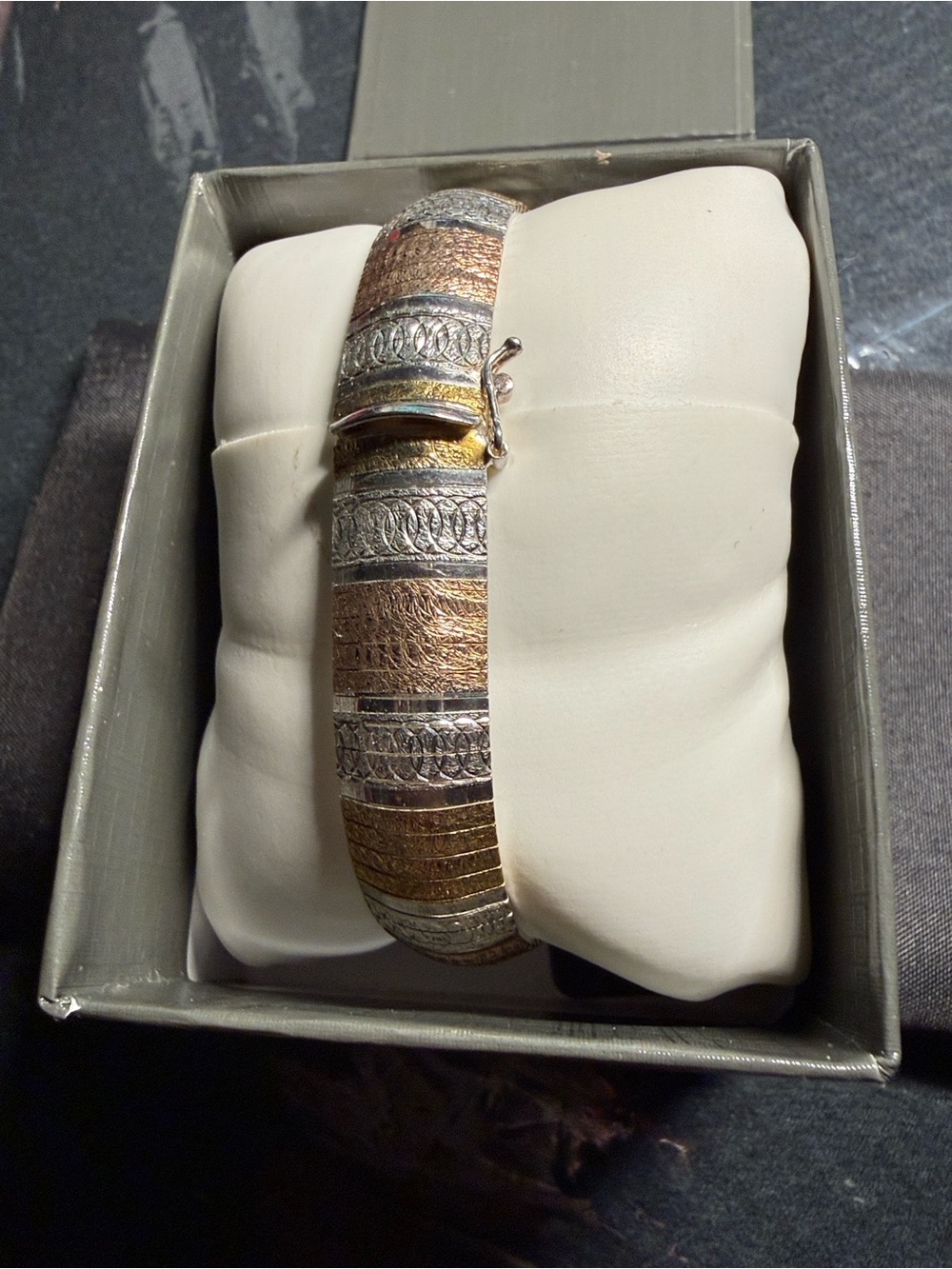 Sterling Silver 18kt Gold & Pink NV Plated Rhodium Bracelet - Silver/Pink